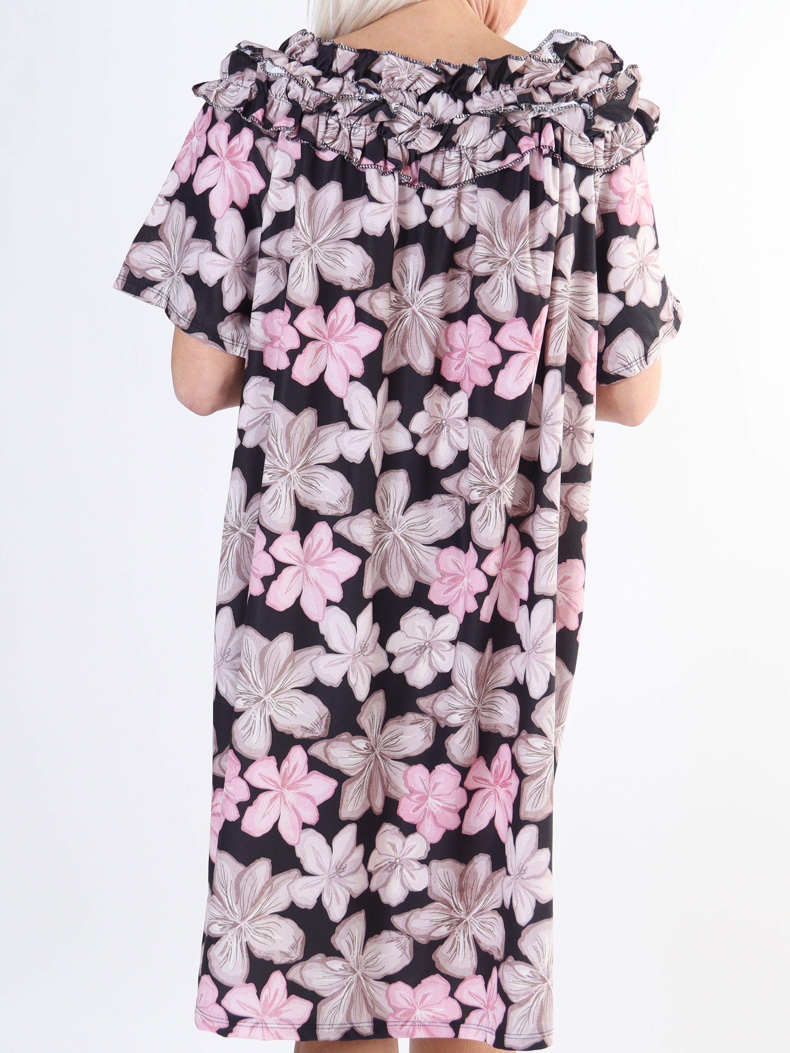 Chili Sleeveless Dress Flower - Blomstret plus size kjole med flæser